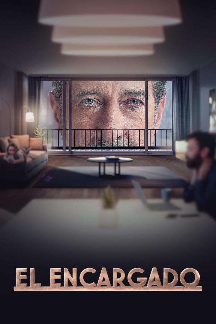 Das Filmplakat für „El Encargado“ zeigt ein riesiges Gesicht, das über eine Wohnung wacht.