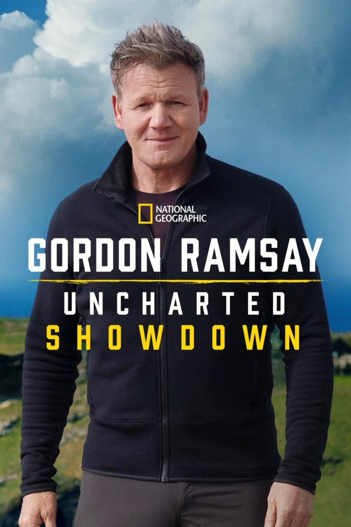Porträt von Gordon Ramsay vor dem Hintergrund der National Geographic-Show „Uncharted Showdown“.