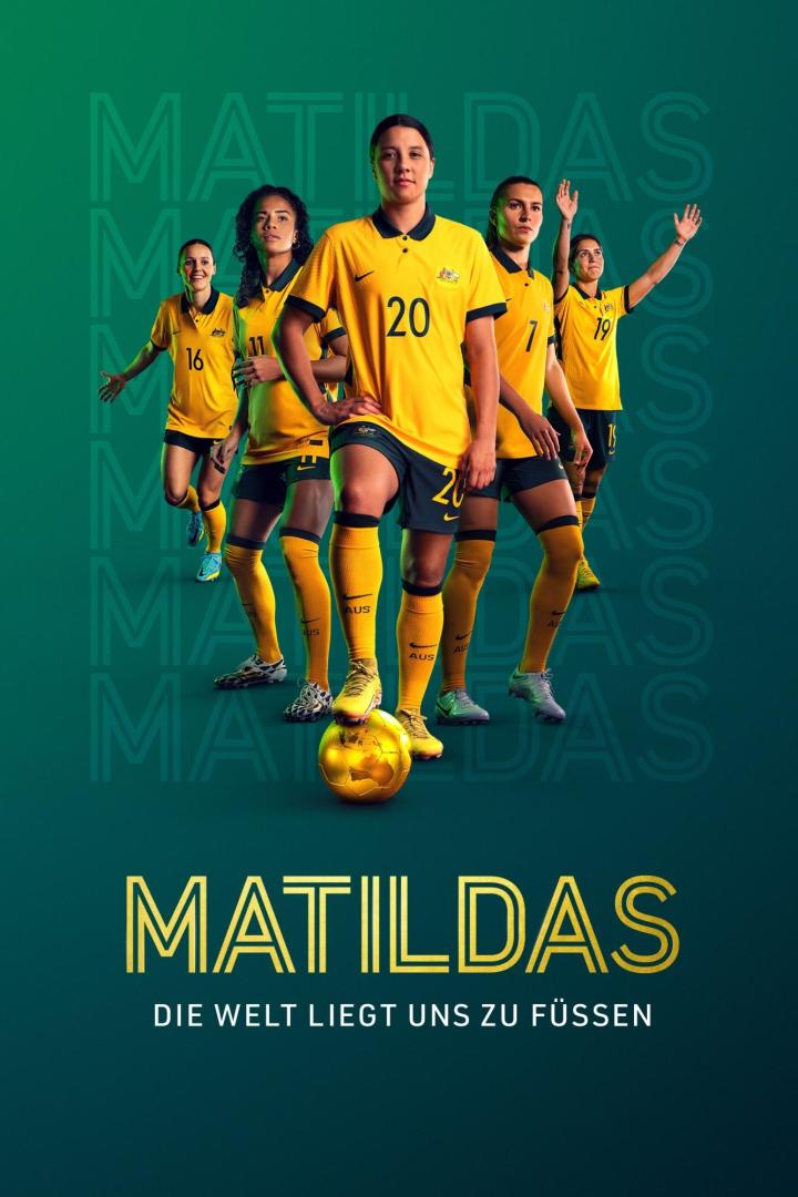 Das australische Frauennationalteam, die „Matildas“, posiert mit einem goldenen Fußball.
