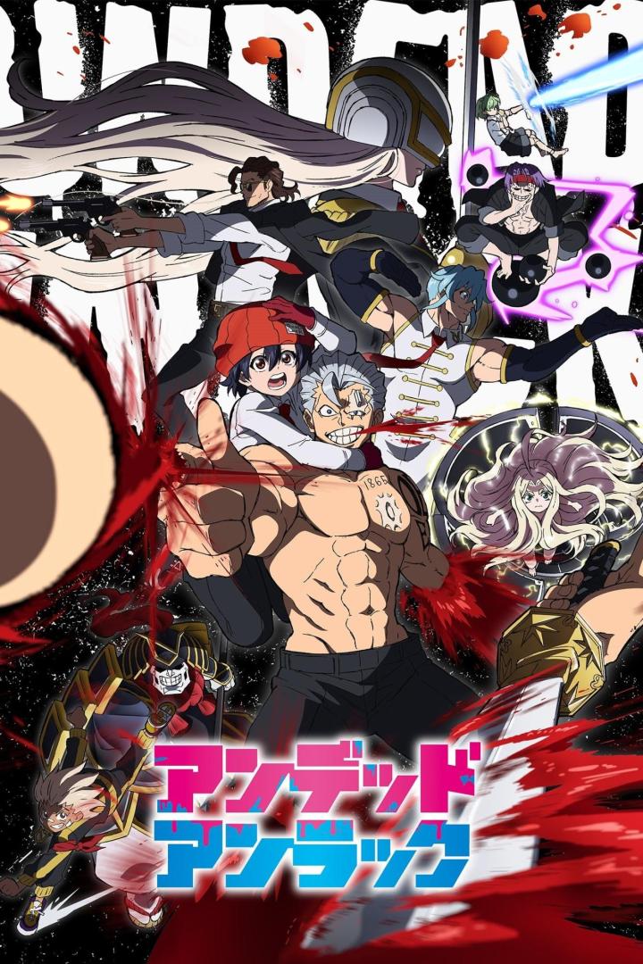 Ein Gruppenbild der Charaktere aus der Anime-Serie „Undead Unluck“.