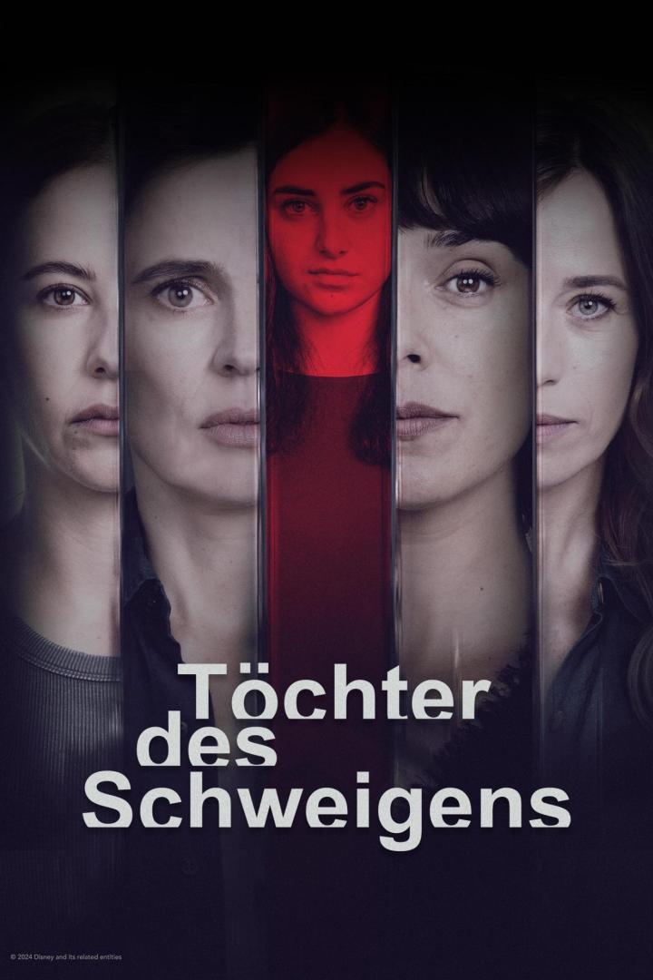 Das Filmplakat für „Töchter des Schweigens“ zeigt fünf Frauengesichter nebeneinander.