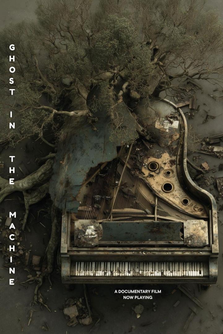 Das verfallene Klavier ist von einem Baum überwuchert, ein Motiv aus dem Dokumentarfilm „Ghost in the Machine“.