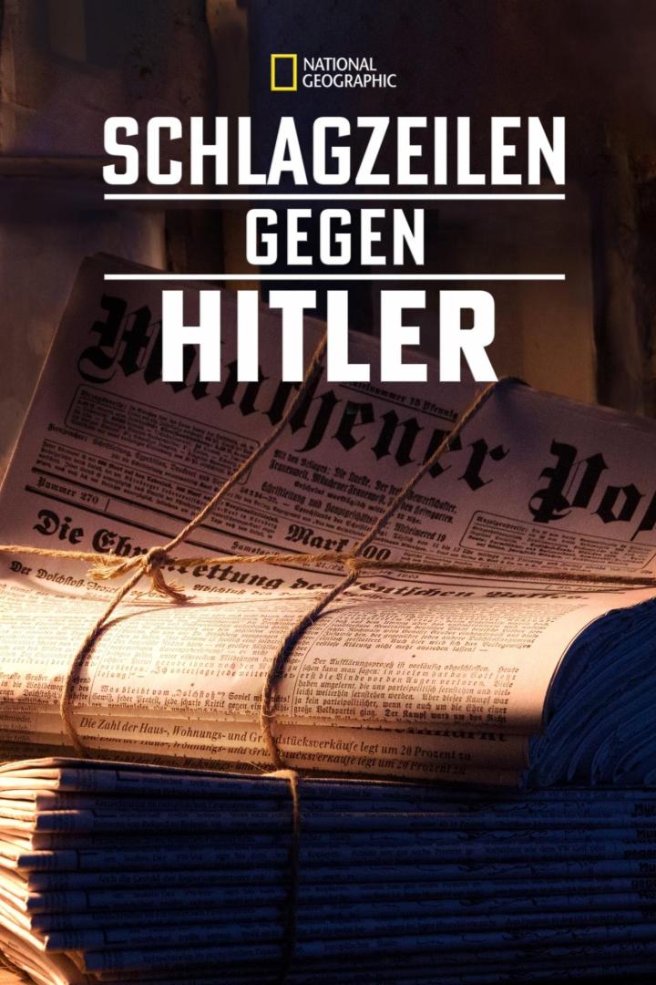 Ein Stapel alter Zeitungen mit der Schlagzeile „Schlagzeilen gegen Hitler“.