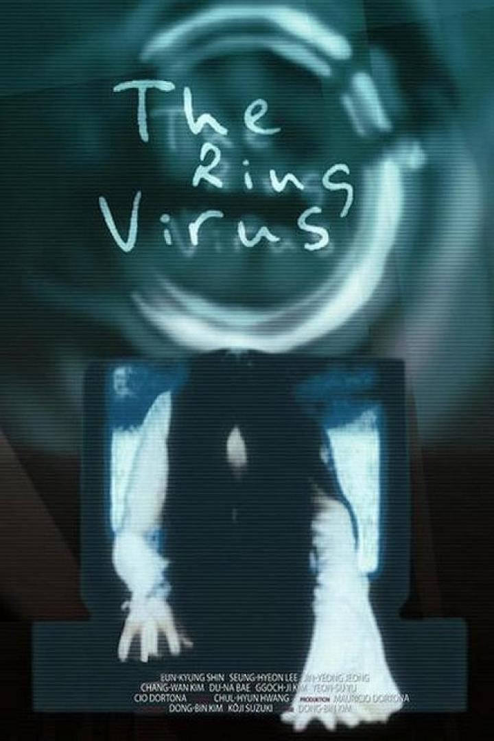 Das Filmplakat für „The Ring Virus“ zeigt ein Mädchen, das aus einem Fernseher kriecht.