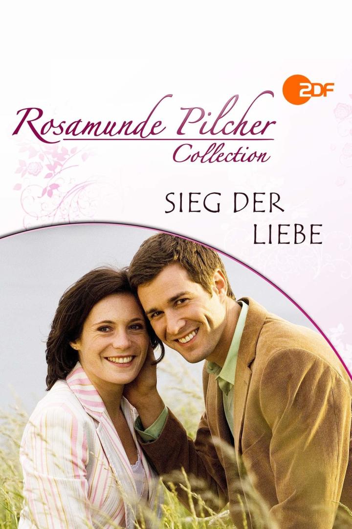 Das Cover des Rosamunde Pilcher Films „Sieg der Liebe“ zeigt ein lächelndes Paar.