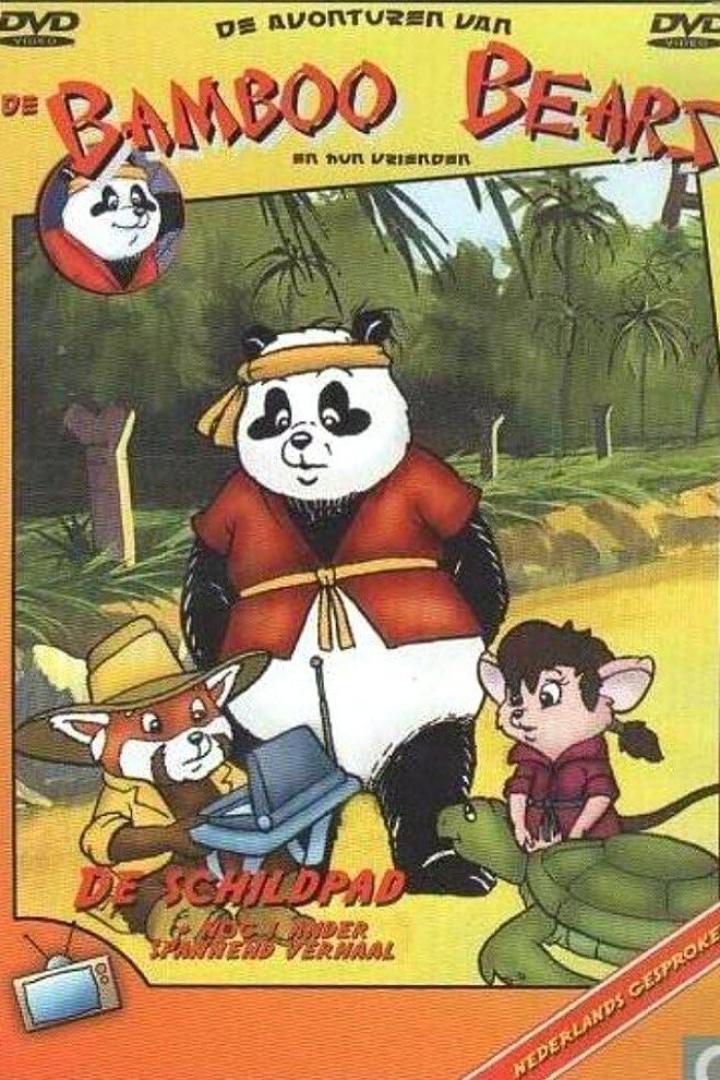 Das Cover der DVD „De Avonturen van Bamboo Bear“ zeigt einen Panda, einen Fuchs und eine Maus mit einer Schildkröte.