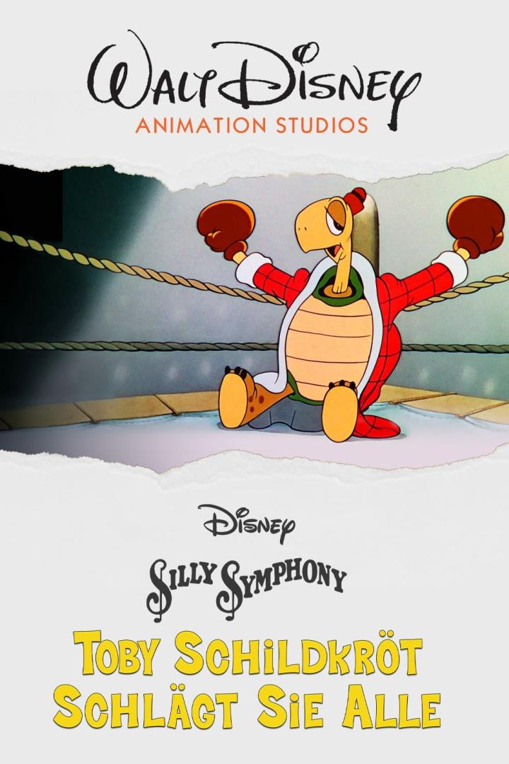 Das Filmplakat für „Toby Schildkröt schlägt sie alle“ zeigt eine Schildkröte mit Boxhandschuhen im Ring.