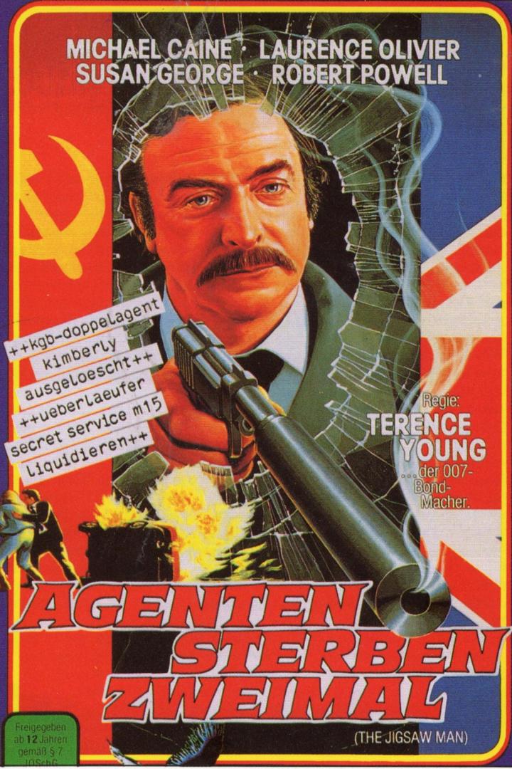 Das Filmplakat für „Agenten sterben zweimal“ mit Michael Caine, Laurence Olivier und Susan George.