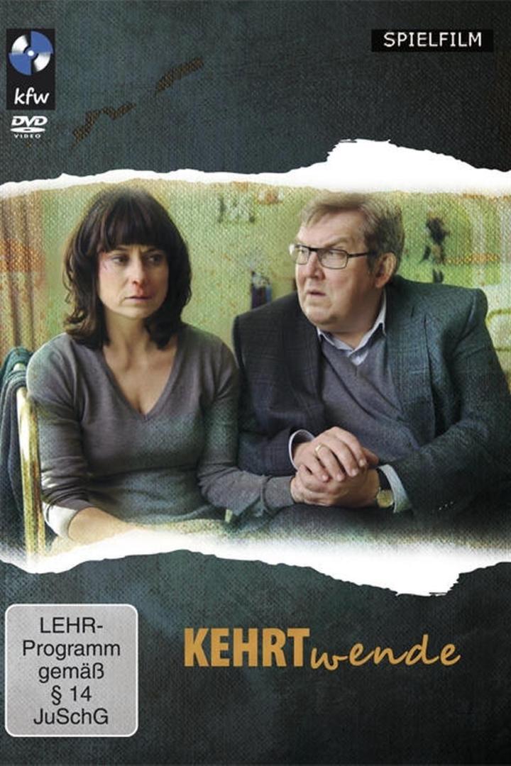 Das Cover des Films „Kehrtwende“ zeigt eine Frau mit blutiger Nase und einen besorgten Mann.