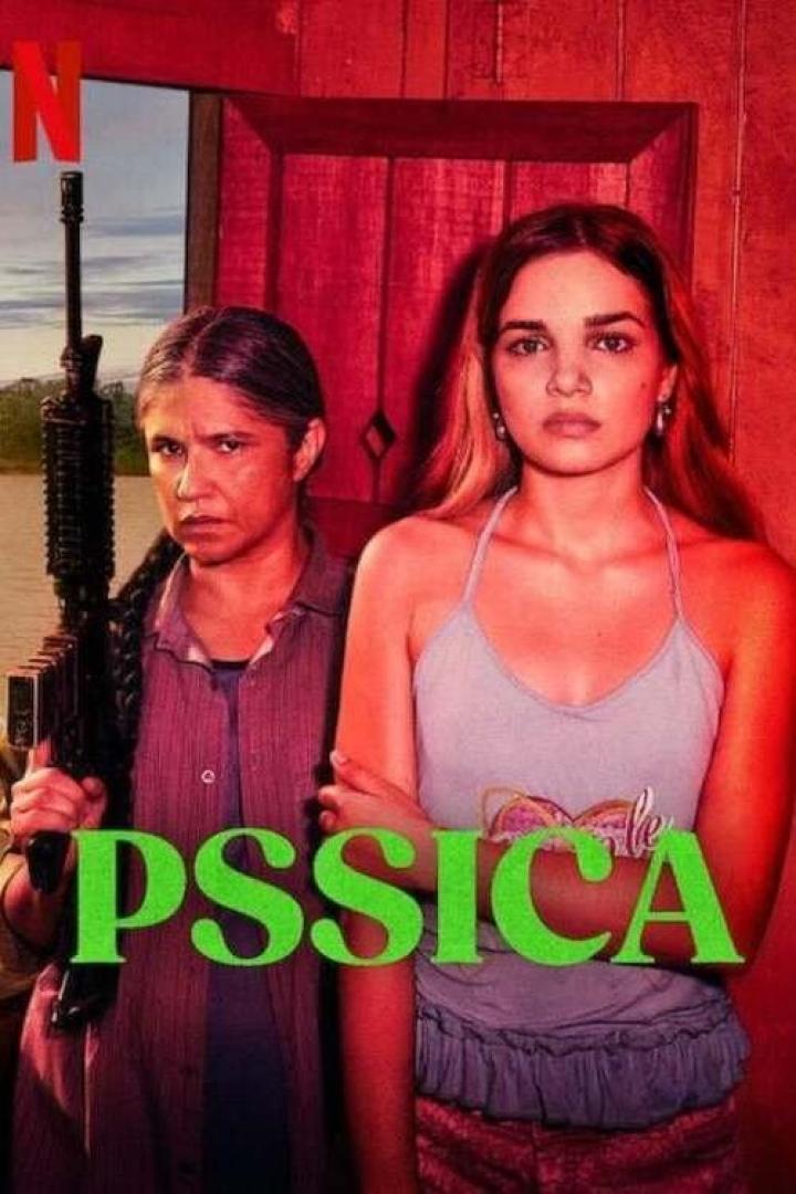 Das Filmplakat für „Pssica“ zeigt zwei Frauen, eine mit einem Gewehr.