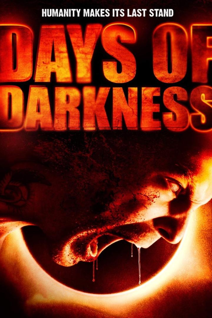 Das Filmplakat für „Days of Darkness“ zeigt ein Gesicht mit Blut und den Titel in großen Buchstaben.