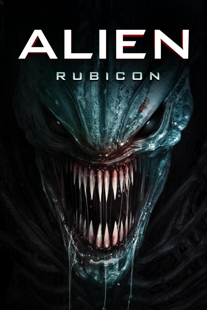 Das Cover von „Alien: Rubicon“ zeigt das Gesicht eines furchterregenden Aliens mit spitzen Zähnen.