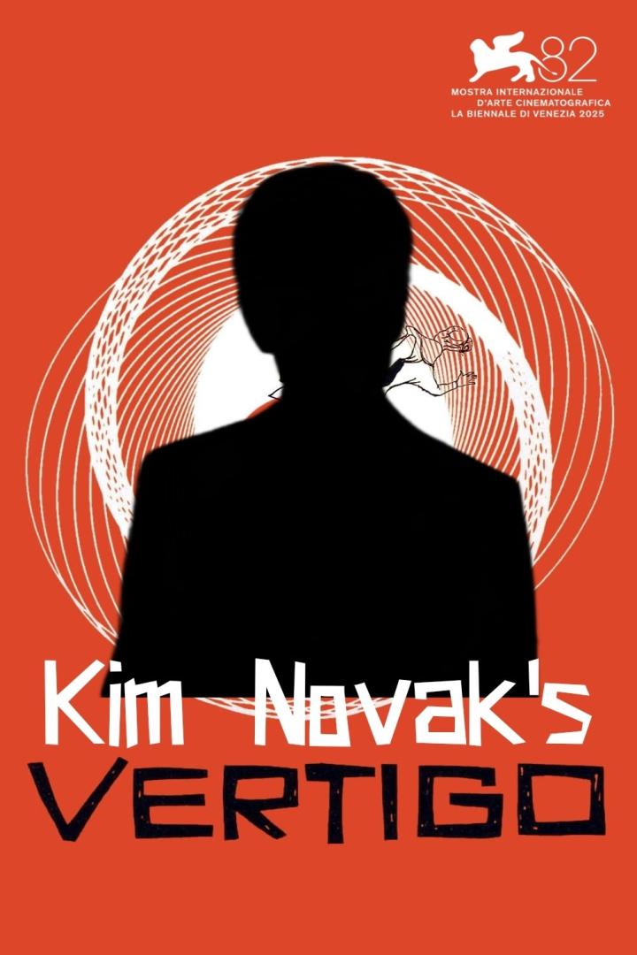 Das Filmplakat für „Vertigo“ von Kim Novak zeigt eine Silhouette vor einem roten Hintergrund.