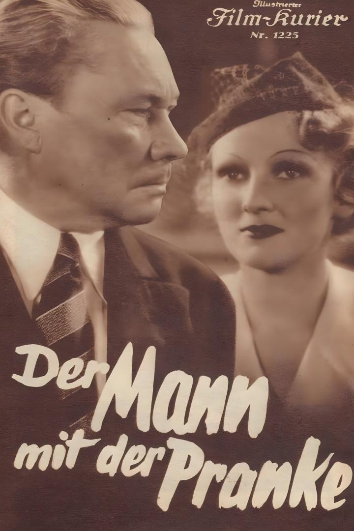 Plakat für den Film „Der Mann mit der Pranke“ mit den Porträts eines Mannes und einer Frau.
