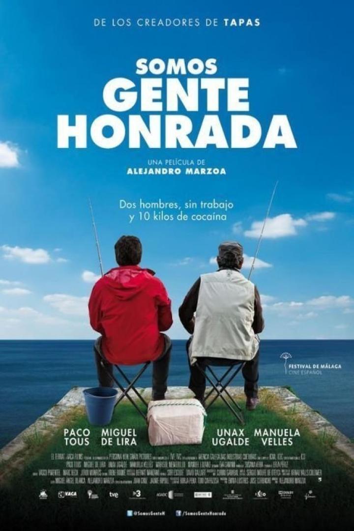 Das Filmplakat für „Somos Gente Honrada“ zeigt zwei Männer beim Angeln.