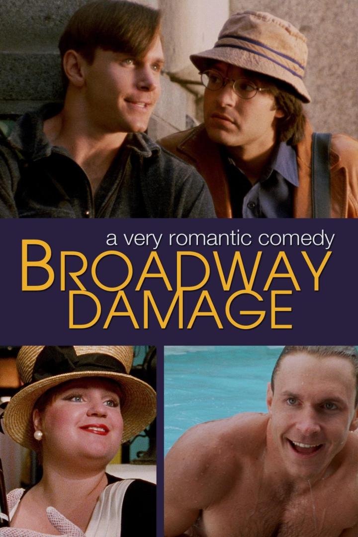Das Filmplakat für „Broadway Damage“ zeigt vier Schauspieler in verschiedenen Szenen.