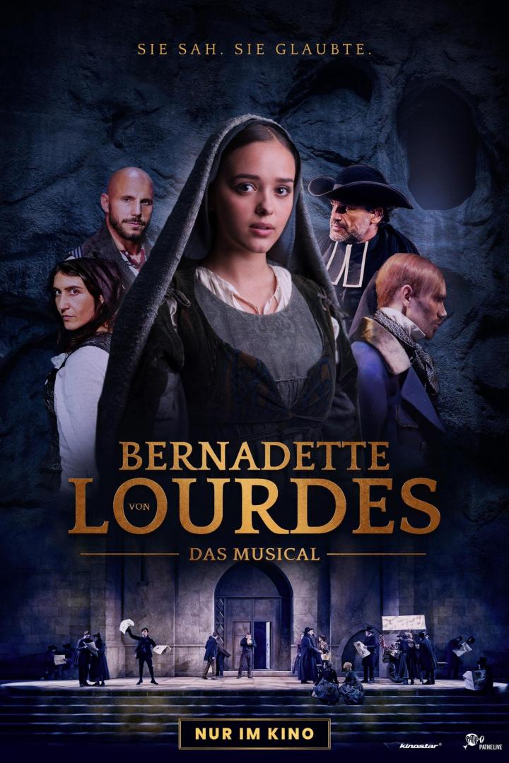 Das Filmplakat für „Bernadette von Lourdes – Das Musical“ zeigt Bernadette und andere Figuren.