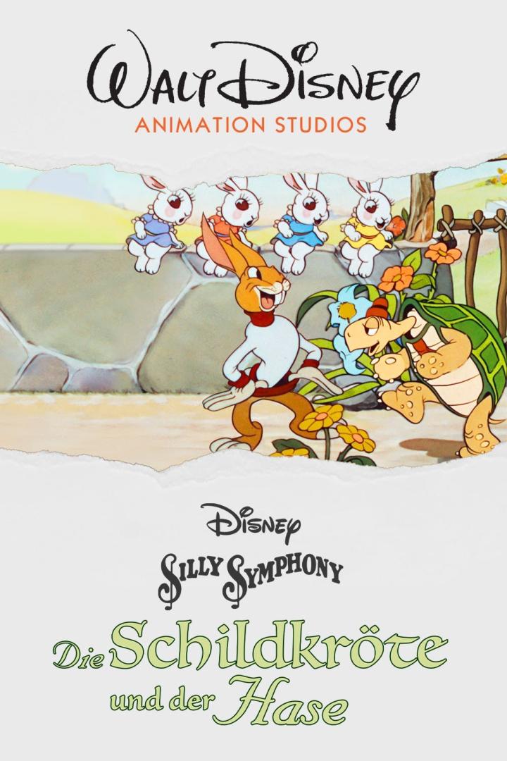 Das Filmplakat zu Disneys „Die Schildkröte und der Hase“ zeigt den Hasen und die Schildkröte.
