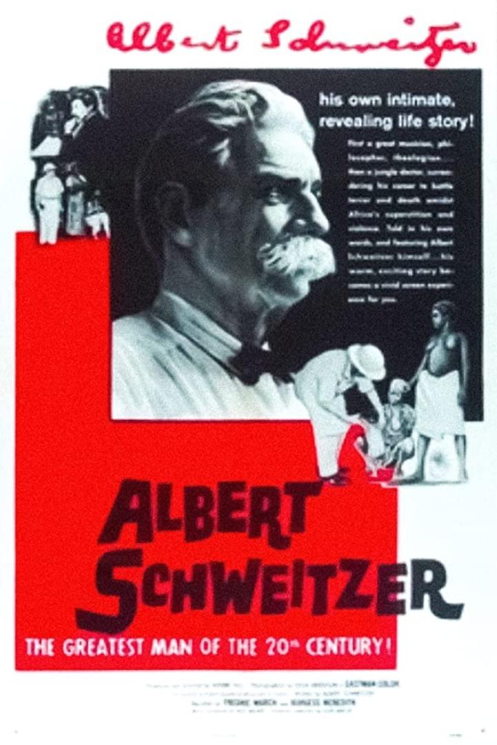 Das Filmplakat zeigt Albert Schweitzer, den „größten Mann des 20. Jahrhunderts“.