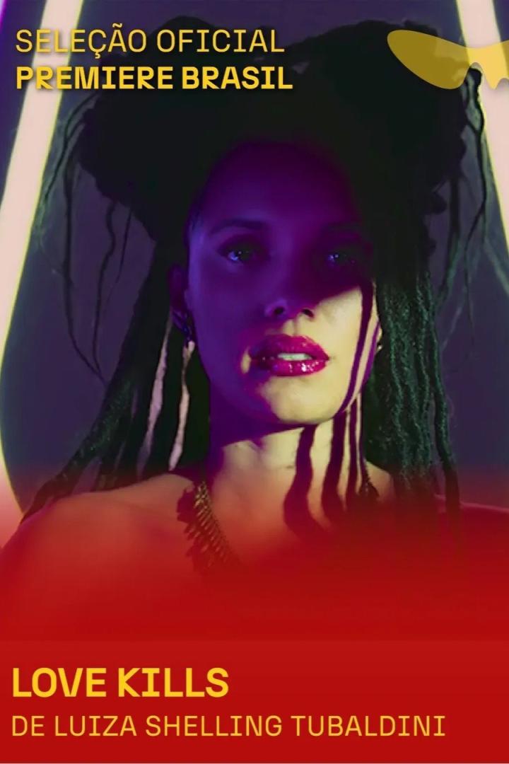 Eine Frau mit Dreadlocks und dunklem Hut, im Vordergrund der Titel „Love Kills“.