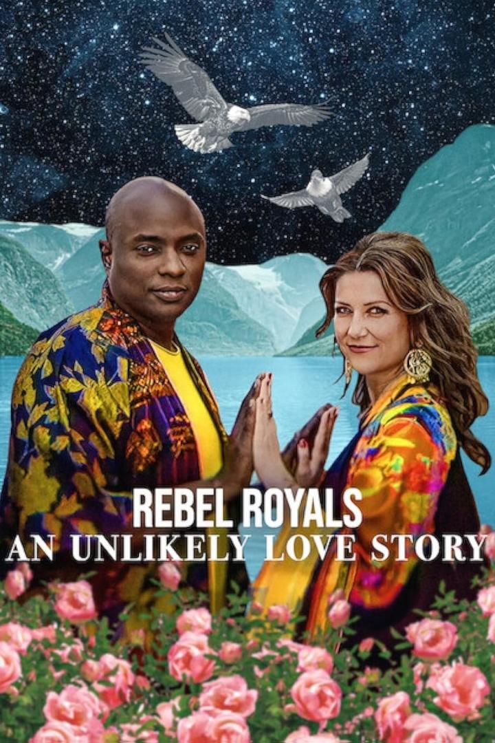 Ein Werbeplakat für „Rebel Royals: An Unlikely Love Story“ mit Märtha Louise von Norwegen und Durek Verrett.