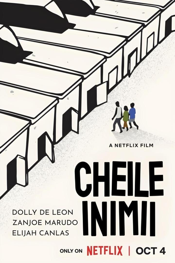 Das Filmplakat für „Cheile Inimii“ zeigt Kinder, die auf überdimensionalen Klaviertasten laufen.