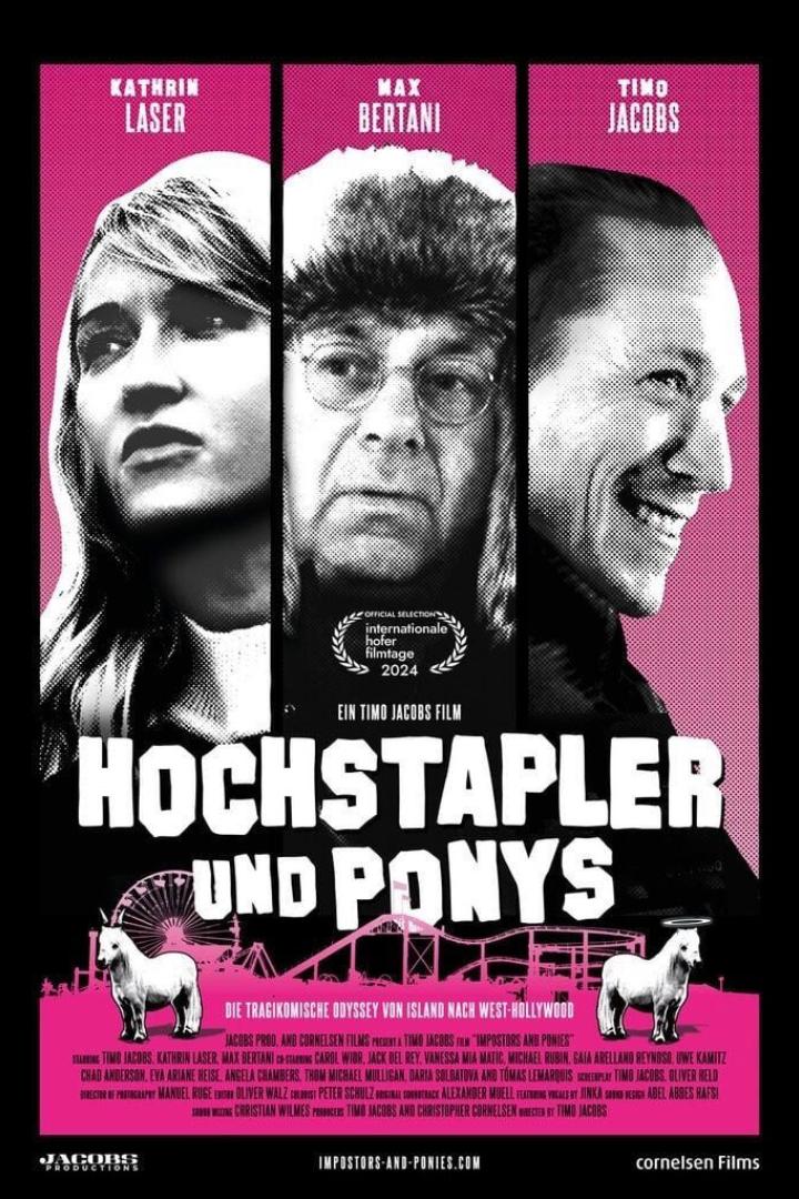 Das Filmplakat für „Hochstapler und Ponys“ zeigt Kathrin Laser, Max Bertani und Timo Jacobs.