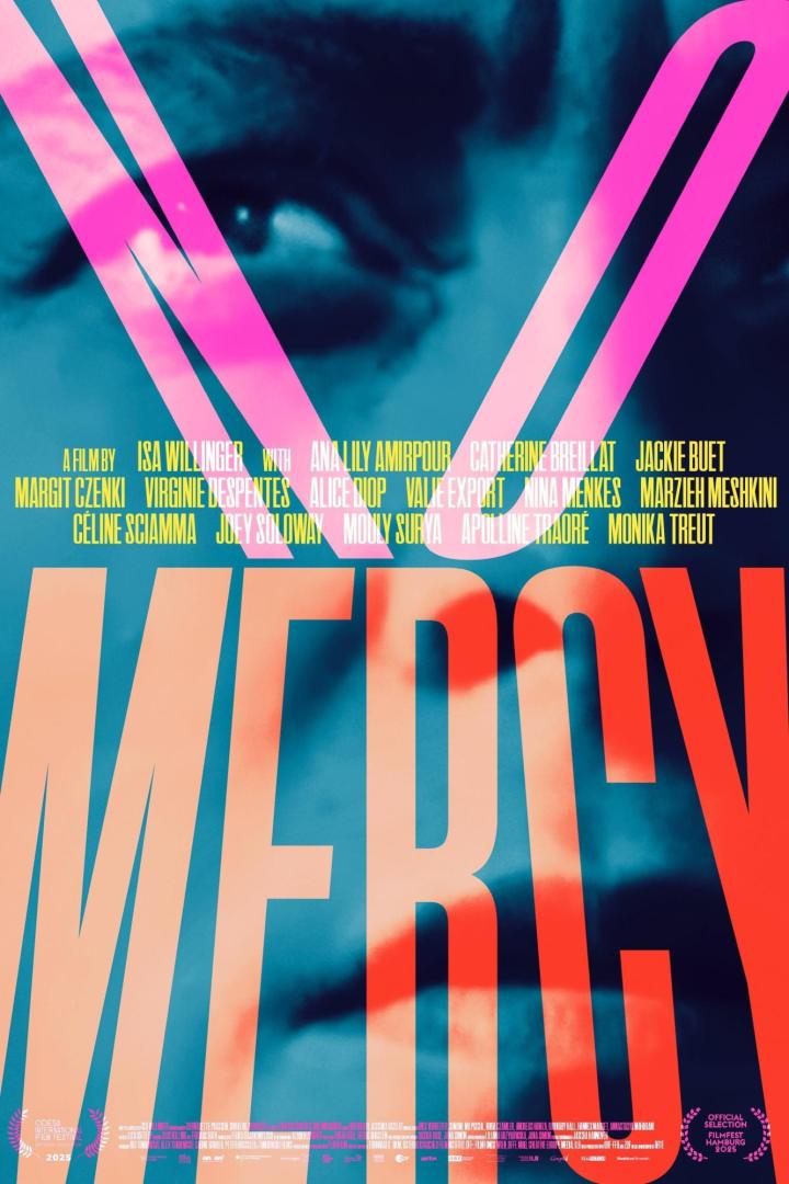 Das Filmplakat für „Mercy“ zeigt ein Auge und die Namen der Beteiligten.