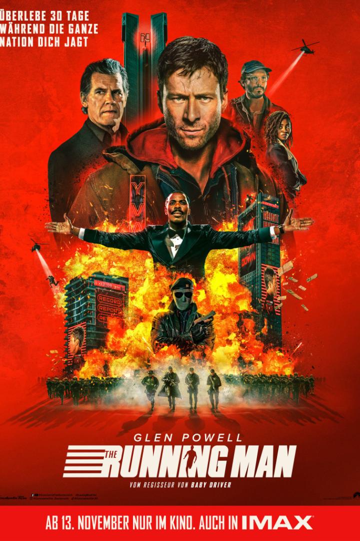 Hauptfiguren aus dem Film "The Running Man" auf einem Plakat