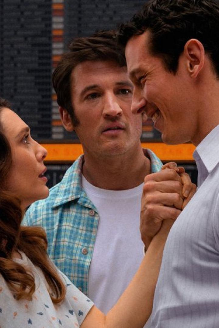 Elizabeth Olsen mit ihren beiden Film-Ehemänner Callum Turner und Miles Teller