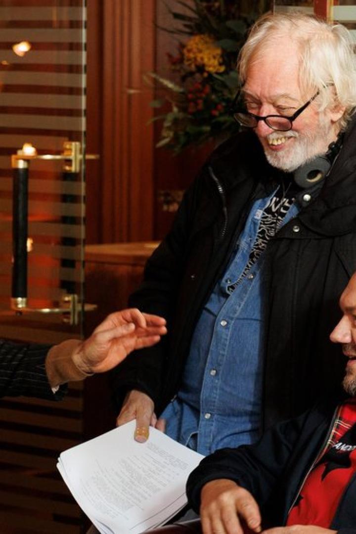 Wolfgang Becker mit seinen Darstellern Daniel Brühl und Charly Hübner im Gespräch