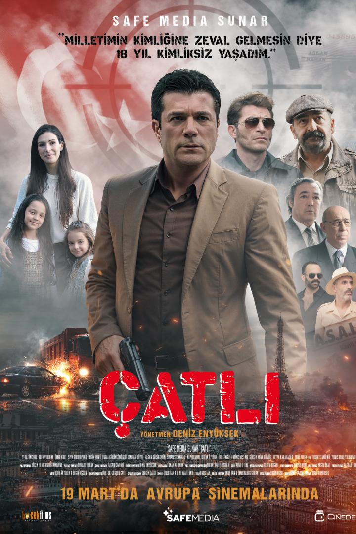 Mann mit Pistole und im Hintergrund andere Figuren auf Filmplakat