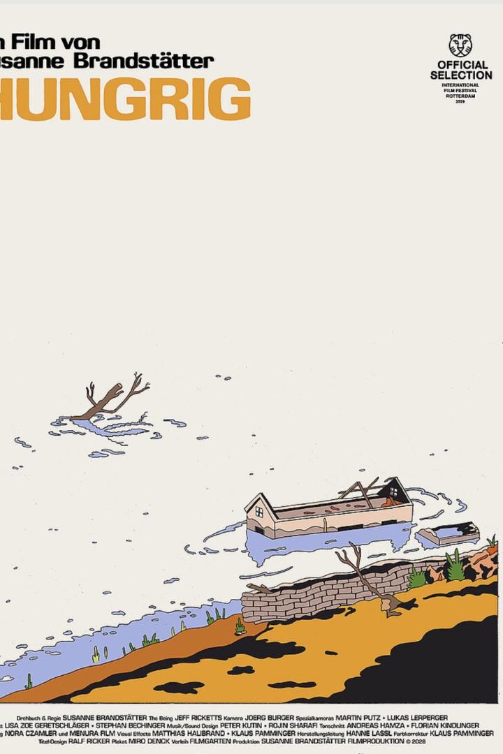 Überschwemmtes Haus, dem das Dach fehlt, ragt aus dem Wasser