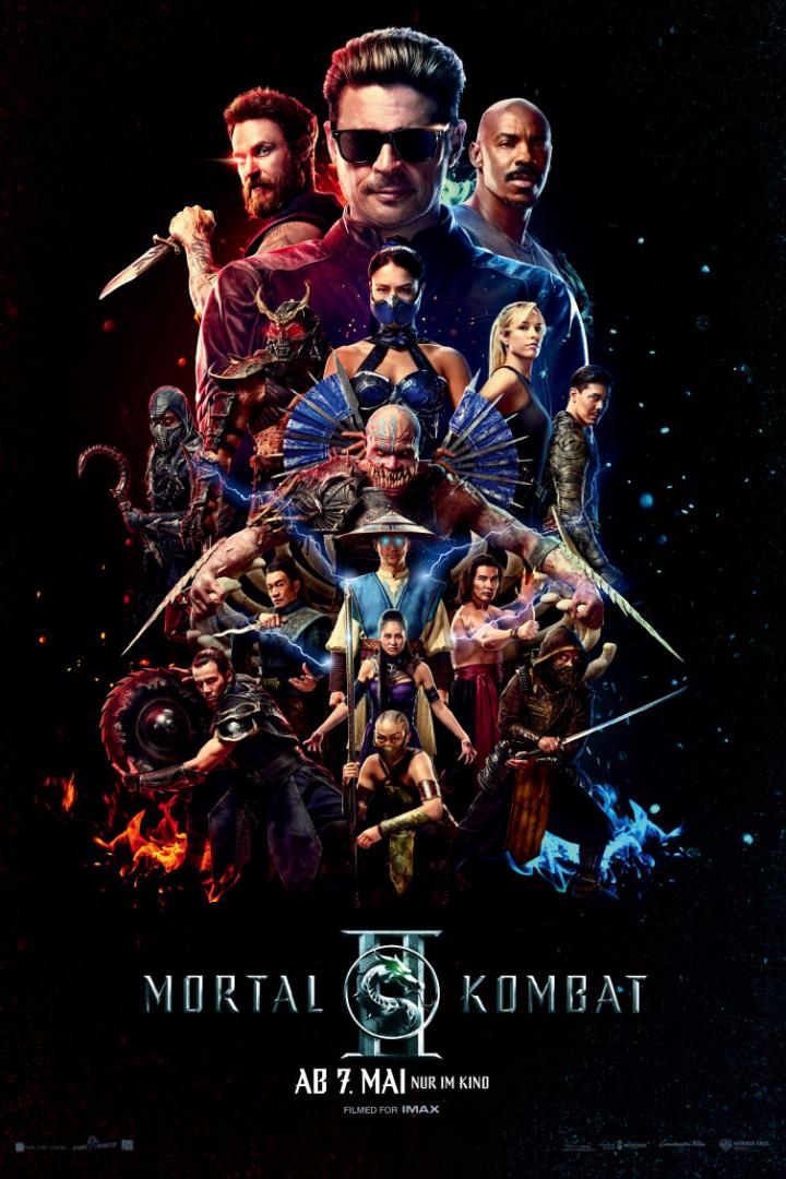 Haupfiguren aus Mortal Kombat II auf Plakat versammelt