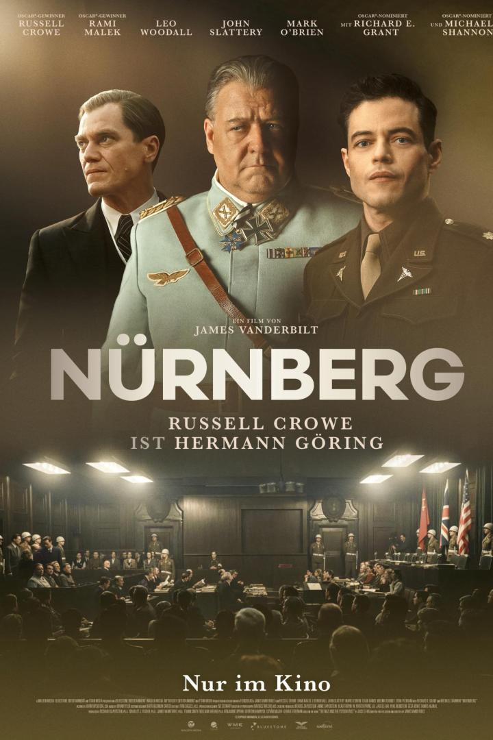 Russell Crowe als Hermann Göring auf Filmpakat - an seiner Seite Michael Shannon und Rami Malek