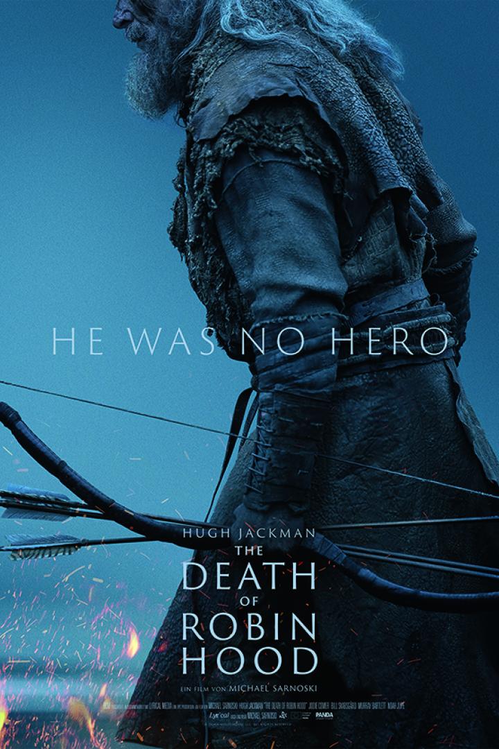 Ein alter Mann mit Bogen als Robin Hood, auf dem Filmplakat