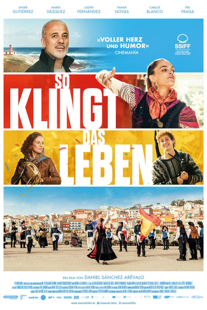 Der Filmposter zeigt Javier Gutiérrez und María Vázquez sowie den Titel "So klingt das Leben".