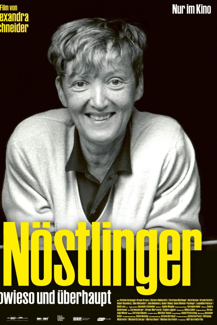 Porträt der Schriftstellerin Christine Nöstlinger auf einem Plakat zum Film von Alexandra Schneider.