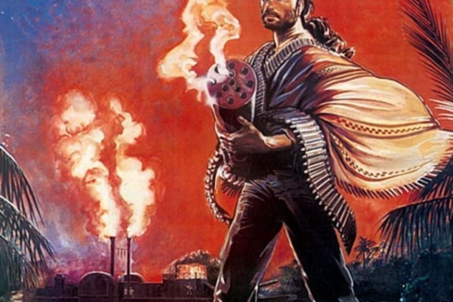 Franco Nero als Django mit einer Gatling Gun auf dem Filmplakat zu „Django’s Rückkehr“.