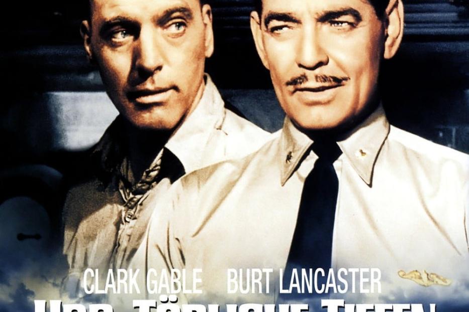 Das Filmplakat für „U23 – Tödliche Tiefen“ zeigt Clark Gable, Burt Lancaster und zwei U-Boote.