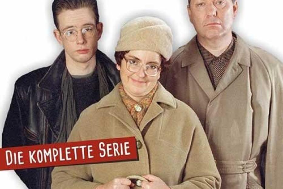 Das Cover der kompletten Serie „Familie Heinz Becker“ mit den drei Hauptdarstellern.