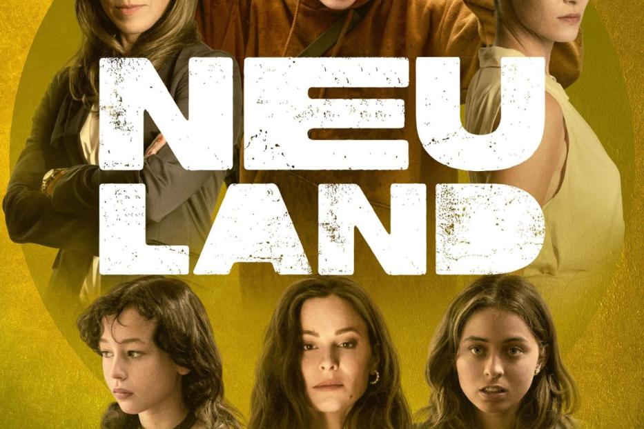 Das Poster zur ZDF-Serie „Neuland“ zeigt sechs Frauen unterschiedlichen Alters vor gelbem Hintergrund.