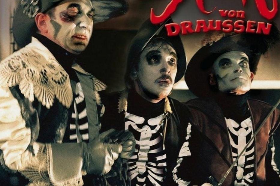 Das Cover der Kinderserie „Spuk von Draussen“ mit den Schauspielern Hajo Müller, Madeleine Lierck und Heinz Rennhack.