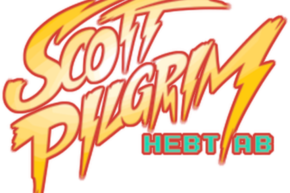 Das Logo von „Scott Pilgrim hebt ab“ mit stilisierten Blitzen.