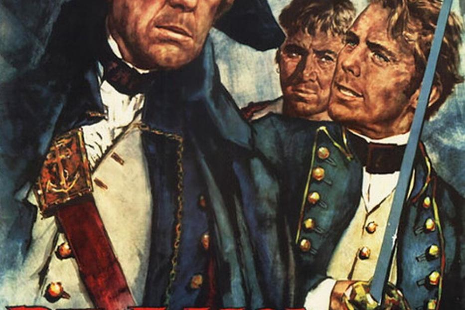 Das Filmplakat für „Rebellion“ zeigt Alec Guinness und Dirk Bogarde in Marineuniformen.