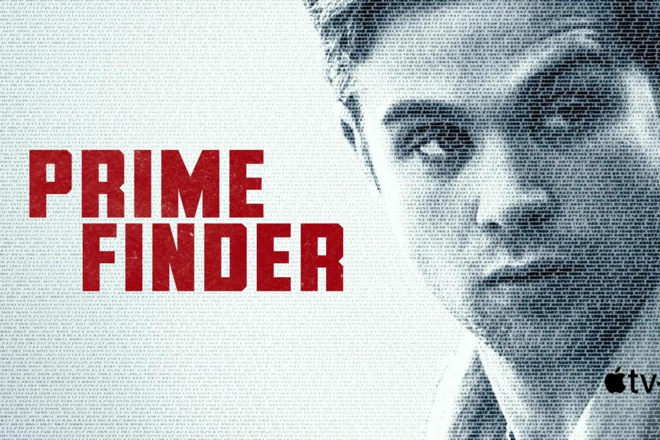 Das Poster für „Prime Finder“ zeigt das Gesicht eines Mannes, das aus Zahlen besteht.