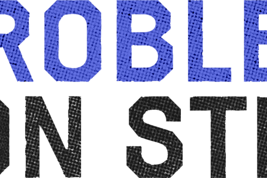 Der Schriftzug „Das Problem mit Jon Stewart“ vor schwarzem Hintergrund.