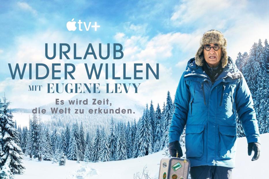 Das Filmplakat für „Urlaub wider Willen“ mit Eugene Levy vor einer verschneiten Winterlandschaft.