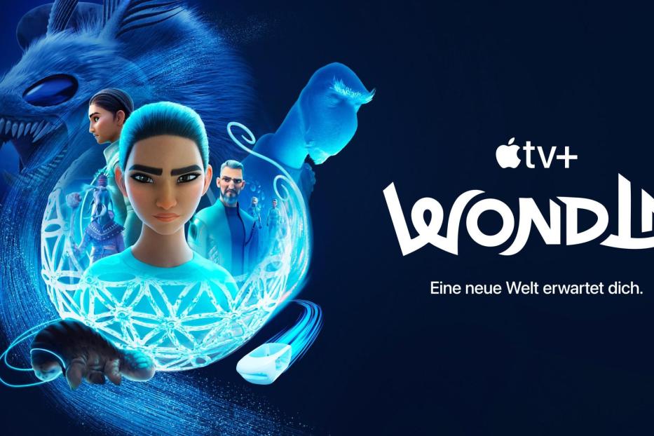 Werbebild für die Apple TV+ Serie „WondLa“ mit den Hauptfiguren.