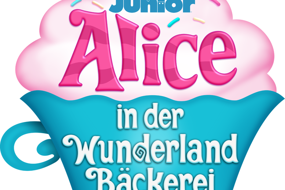 Das Logo von „Alice in der Wunderland-Bäckerei“ von Disney Junior, dargestellt als Cupcake.